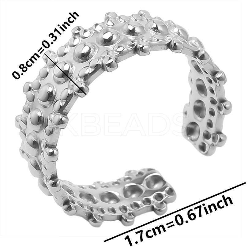 Wholesale Round Ball Stainless Steel Open Cuff Ring For Unisex Simple