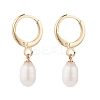 Natural Pearl Beads Drop Huggie Hoop Earrings for Women EJEW-JE04757-03-1