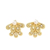 Leaf Brass Micro Pave Clear Cubic Zirconia Stud Earring Findings KK-D102-04G-4