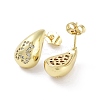 Teardrop Rack Plating Brass Cubic Zirconia Stud Earrings for Women EJEW-B047-02G-14-2