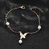 304 Stainless Steel Butterfly Link Bracelets BJEW-C098-01A-G-3