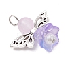 Pearlized Glass Pearl Bead Pendants PALLOY-JF03205-04-4