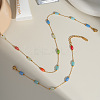 Stainless Steel Glass Rectangle Link Chain Bracelets & Necklaces Sets for Women HD8734-1-3