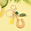 St. Patrick's Day Alloy Enamel & Faux Suede Tassel & Wood Keychains KEYC-YW00199-05-1