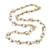 Brass Enamel Evil Eye Link Chain Necklaces NJEW-G183-01G-04-4