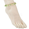 Acrylic Leaf & Glass Seed Beaded Grapes Tassel Brass Bar Link Chain Anklets for Women AJEW-MZ00008-02-3