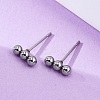 Tarnish Resistant 201 Stainless Steel Beaded Horizontal Bar Stud Earrings with 316 Stainless Steel Pin for Women X-STAS-K238-01P-3