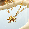 304 Stainless Steel with ABS Imitation Pearl Sun Pendant Necklaces NJEW-Z107-01G-2