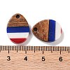 Independence Day Opaque Striped Resin & Walnut Wood Pendants RESI-U010-01C-3