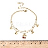304 Stainless Steel Pave Clear Cubic Zirconia Enamel Charm 2-Strand Anklets for Women AJEW-K054-01A-G-3