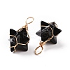 Natural Obsidian Copper Wire Wrapped Pendants G-B041-02G-16-3