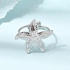 Starfish 304 Stainless Steel Cuff Open Rings for Women RJEW-A105-01P-1
