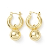 Brass Round Ball Dangle Hoop Earrings for Women EJEW-G347-04G-1