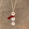 Alloy with Glass Christmas Snowman with Cord Scarf Pendant Necklaces FS-WGC7B44-02-1