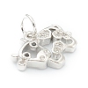 Brass Clear Cubic Zirconia Charms ZIRC-B010-22-4