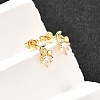 Flower Brass Micro Pave Clear Cubic Zirconia Stud Earrings EJEW-A135-12G-2