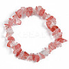 Unisex Chip Watermelon Stone Glass Beaded Stretch Bracelets BJEW-S143-39-2