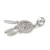 Brass Clear Cubic Zirconia Woven Web/Net with Feather European Dangle Charms KK-U050-01P-2