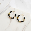 Natural Obsidian Beaded Hoop Earrings EJEW-L294-003G-01-2