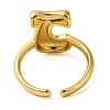 Initials Brass Open Cuff Ring for Women RJEW-N046-02J-G-3