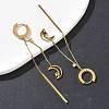 304 Stainless Steel Crystal Rhinestone Moon with Star Tassel Hoop Earrings EJEW-G453-03G-3