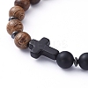 Natural Wood Beads Stretch Bracelets BJEW-JB05231-3