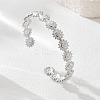 Sun 304 Stainless Steel Link Open Cuff Bangles for Women BJEW-A150-01P-1