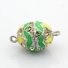Platinum Plated Oval Alloy Enamel Magnetic Clasps with Loops ENAM-P101-M-2