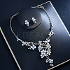 Alloy Rhinestone & Imitation Pearl Floral Necklace & Stud Earrings Sets for Women WGA95B7-01-1