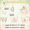 5Pcs 5 Styles Butterfly Alloy Rhinestone Brooches JEWB-CJ0001-33-2