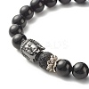 Natural Tourmaline & Lava Rock Round Beads Energy Power Stretch Bracelet for Men Women BJEW-JB07037-01-4