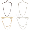   4Pcs 4 Style Brass Hanging Chains Collar Pins Tie Clips AJEW-PH0011-16-1