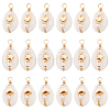 18Pcs 3 Styles Natural Cowrie Shell Pendant PALLOY-GO00044-1