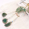 Copper Wire Wrapped Natural Green Aventurine Chips Moon Suncatcher HJEW-H065-01G-2