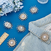 6Pcs 2 Colors Sun Alloy Rhinestone Brocches JEWB-FG0001-41-4