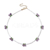 Natural Gemstone with Glass Necklace NJEW-TA00159-5