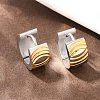 Two Tone 304 Stainless Steel Stripe Hoop Earrings EJEW-L307-04GP-03-3