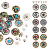 24 Sets 12 Colors Alloy Synthetic Stone Beads Buttons BUTT-TA0001-22-4