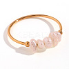 Nuggets Stainless Steel & Natural Freshwater Pearl Beads Finger Rings WG1BE4A-04-5