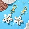 Star Copper Wire Wrapped Natural Mixed Cowrie Shell Pendant Decorations HJEW-JM03271-01-1