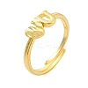 Heart & Letter U Brass Adjustable Rings for Women RJEW-L120-011G-1