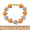 Halloween Brass Enamel Link Bracelets for Women BJEW-B149-01P-5