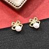 925 Sterling Silver Clear Cubic Zirconia Bowknot Stud Earring EJEW-L300-11G-1
