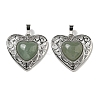 Natural Green Aventurine Peach Love Heart Pendants G-G158-01C-1