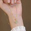 Lucky Bag Brass with Glass Imitation Jade Pendant Necklaces for Women FS-WG73FC0-01-4