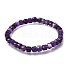Natural Amethyst Cube Beads Stretch Bracelets for Men Women BJEW-JB12275-2