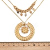 304 Stainless Steel Sun and Round Natural Crazy Agate Pendant Double Layer for Women NJEW-K252-13G-5