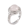 Natural Rose Quartz Round Adjustable Rings RJEW-K271-04P-09-2
