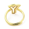 Mixed Color Enamel Initial Letter Adjustable Ring with Clear Cubic Zirconia RJEW-P045-01G-Y-3