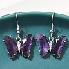 Natural Amethyst Brass Dangle Earrings EJEW-M081-01P-05-4